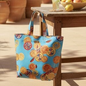 Consuela Citrus Classic Tote Blue Orange Slice Fruit Print ConsuelaCloth Large